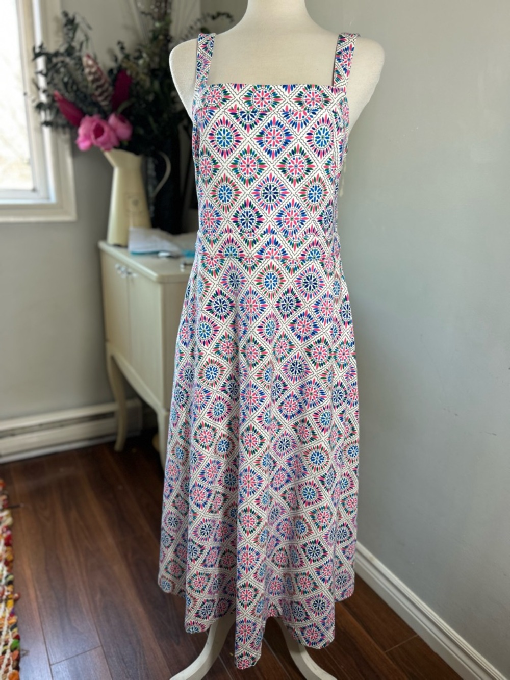BODEN NWT Geometric Tile Print Maxi Dress - Size 14R - Lenzing Ecovero